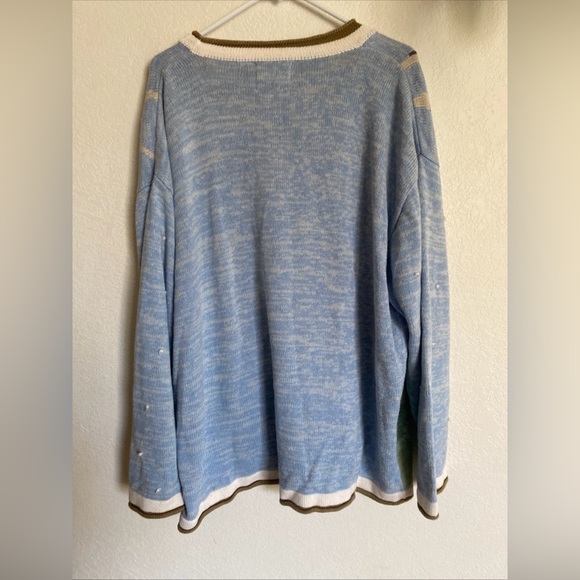 Storybook Knits Wolf Forest Snow Scene Cardigan Sweater Blue SZ 3XL - Picture 6 of 6